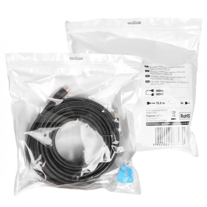 HDMI kabel v2.0 15 m verguld