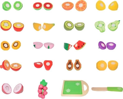 Fruit en bois à découper, 20 pièces ECOTOYS