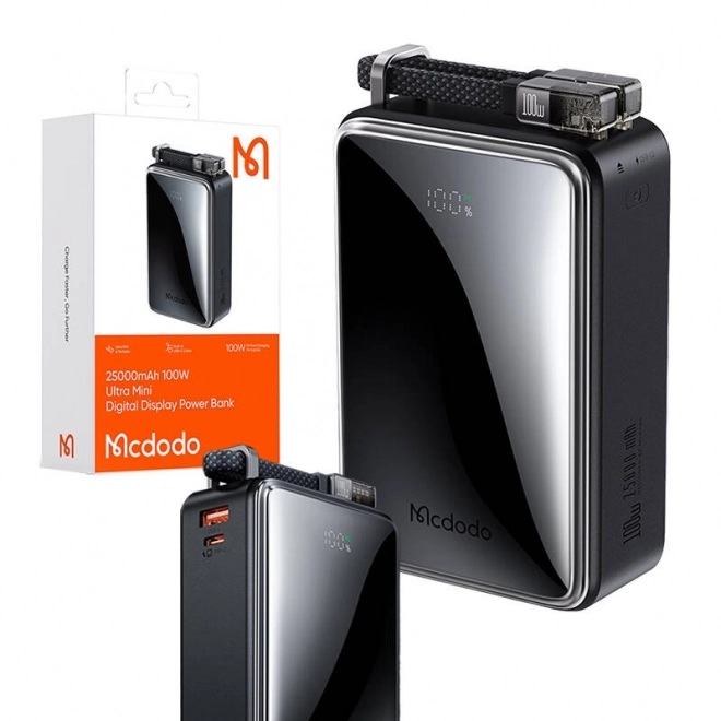 Powerbank Mcdodo met digitaal display 25000mAh, 100W (zwart)