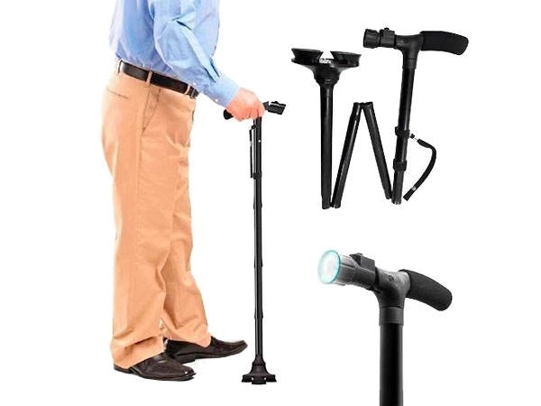 Faltbarer Gehstock mit 6 LED Leuchte