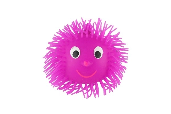 Pluizige rubberen antistressbal 8,5 cm met licht op batterijen tot 6 kleuren