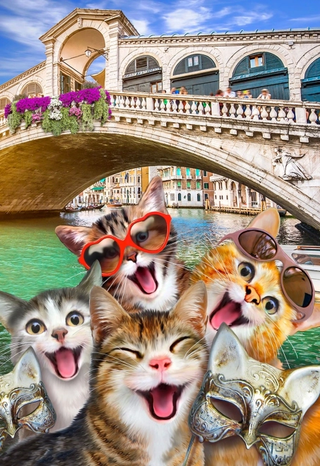 Wooden Puzzle Kittens in Venice 300 Pieces