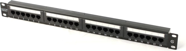 Patchpaneel 19" 24 poorten kat. 5e U/UTP 1U zwart DIGITUS