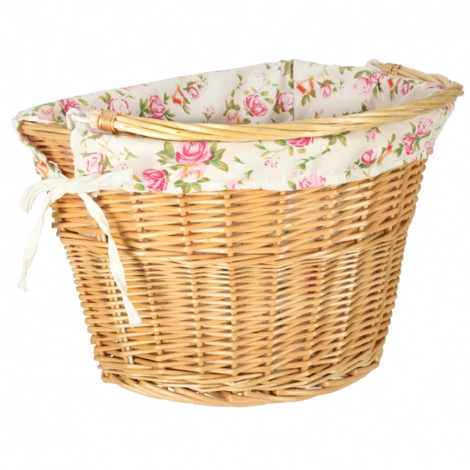 Wicker fietsbak met bloemeninleg