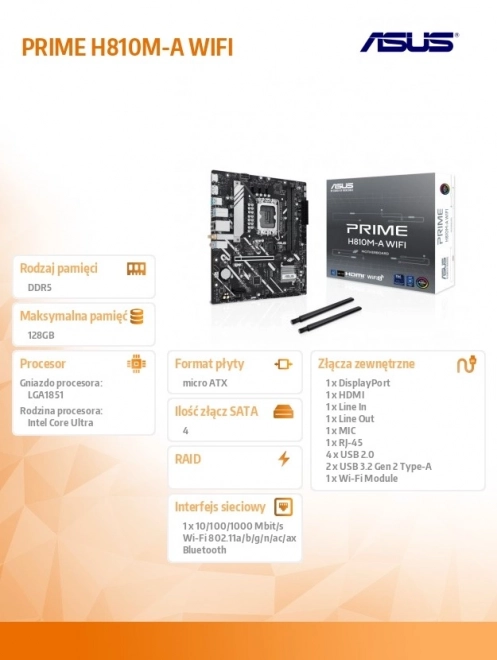 Moederbord ASUS PRIME H810M-A WiFi mATX met USB-C en DDR5