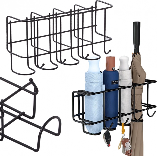Umbrella Stand with Hooks Metal Organizer