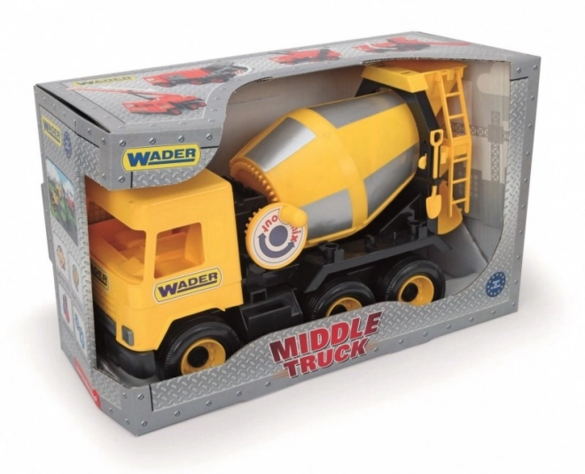 Gele betonmixer 38 cm Middle Truck in een doos
