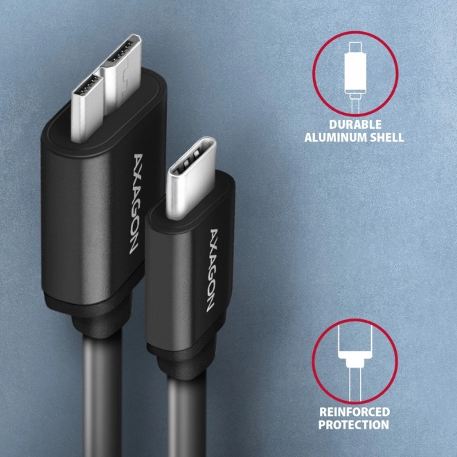 Câble Micro-B USB vers USB-C 3.2 Gen 1 1m 3A ALU PVC