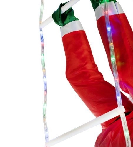 Weihnachtsmann auf LED-Leiter – mehrfarbig, 120 cm