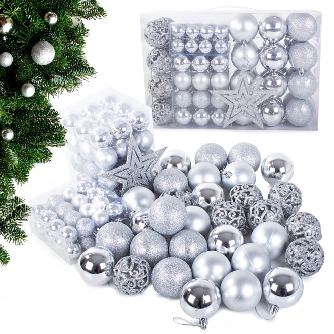 Zilveren kerstversieringen - set van 100 stuks