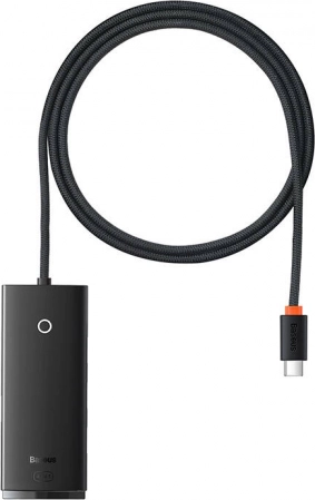 Baseus Lite 4‑poorts USB‑C‑hub met 4× USB 3.0 en voedings‑USB‑C, 1 m, zwart
