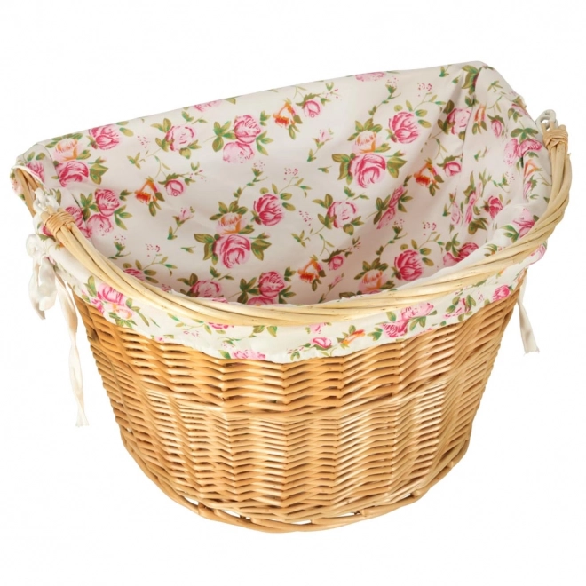 Wicker fietsbak met bloemeninleg