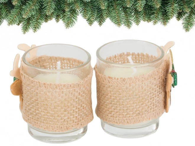 Duftkerzen im Glas mit Rentier-Motiv, Set 2 Stk.