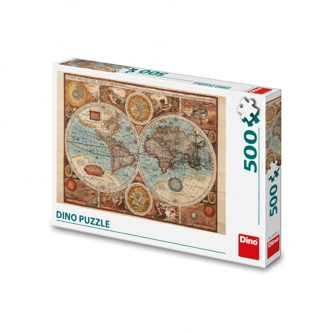 Dino Puzzel oude wereldkaart - 500 stukjes