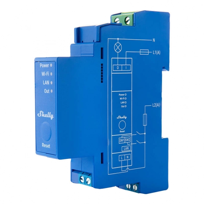 Slimme DIN-rail schakelaar Shelly Pro 1 met aanrakingsloze contacten, 1 kanaal;