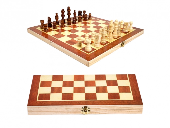 Schach, Dame und Backgammon aus Holz 3-in-1 Set