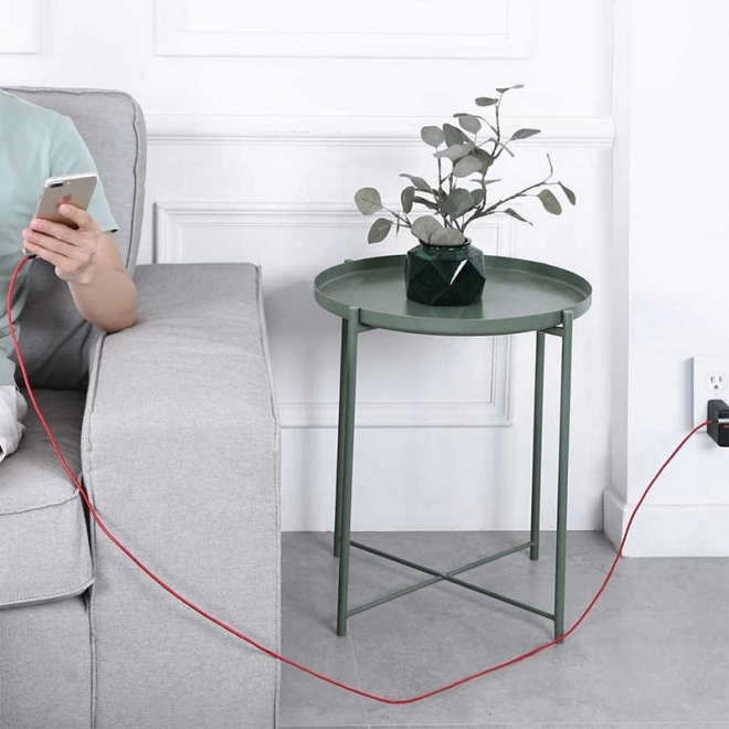 Rode nylon USB - Lightning kabel 2m met 90 graden hoek