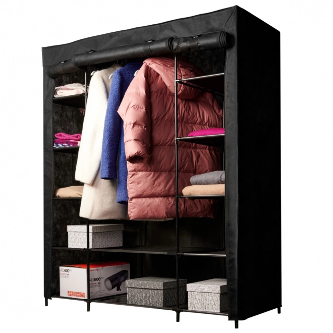 Folding Fabric Wardrobe XXL Black
