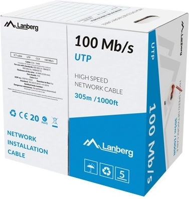 LAN cable UTP 100 Mb/s 305 m CCA, red