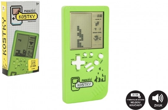 Digitale spel Vallende blokken puzzel plastic 7×14 cm op batterijen met geluid – Groen
