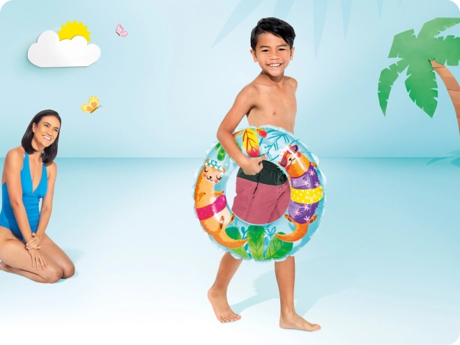Inflatable Children's Swim Ring with Sea Creatures Design