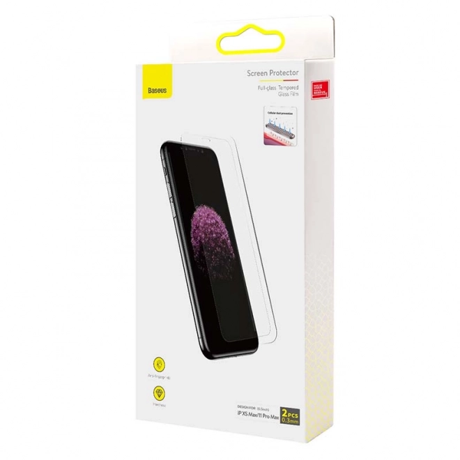Baseus 0,3mm volledig glazen folie van gehard glas (verpakking 2 stuks) voor iPhone – XS Max / 11 Pro Max 6,5 inch