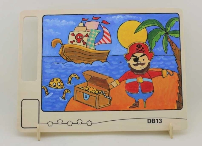 Houten dubbelzijdige kleurplaat Piraten