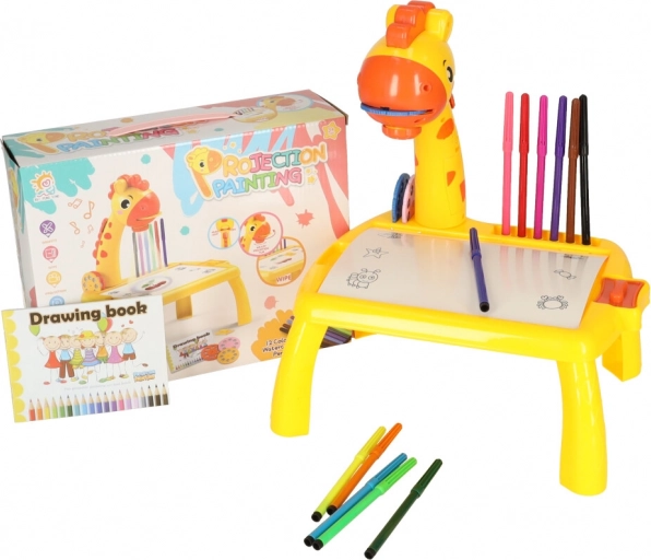 Gele tekentafel in de vorm van een giraffe