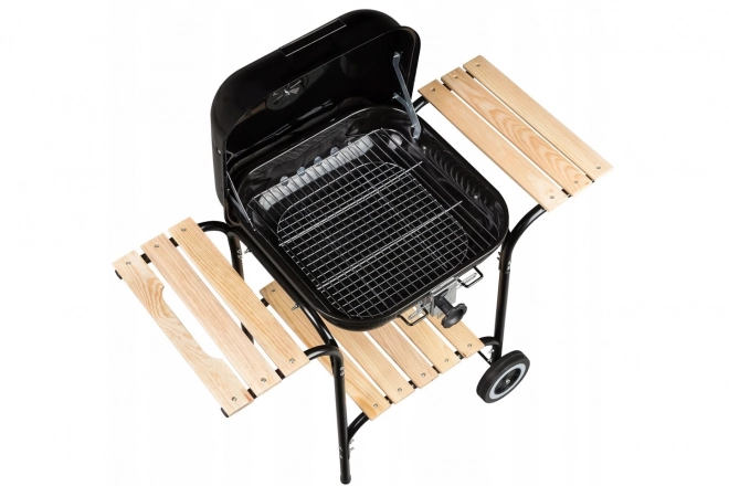 Grote tuingrill met verstelbaar rooster, houten planken
