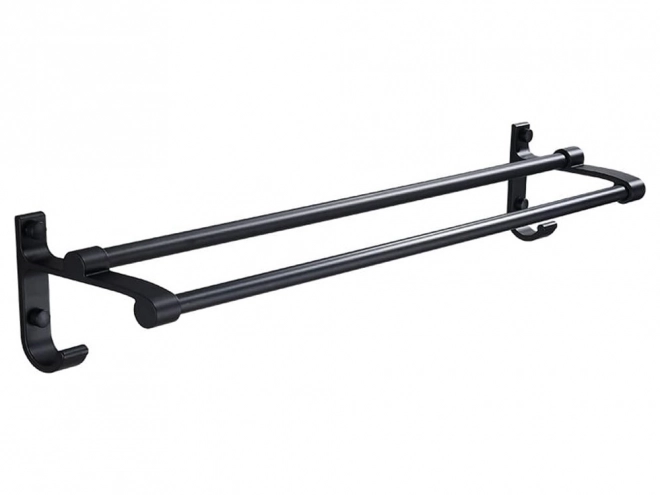 Dubbele wandhanddoekhouder, zwart metaal, 58,6 cm