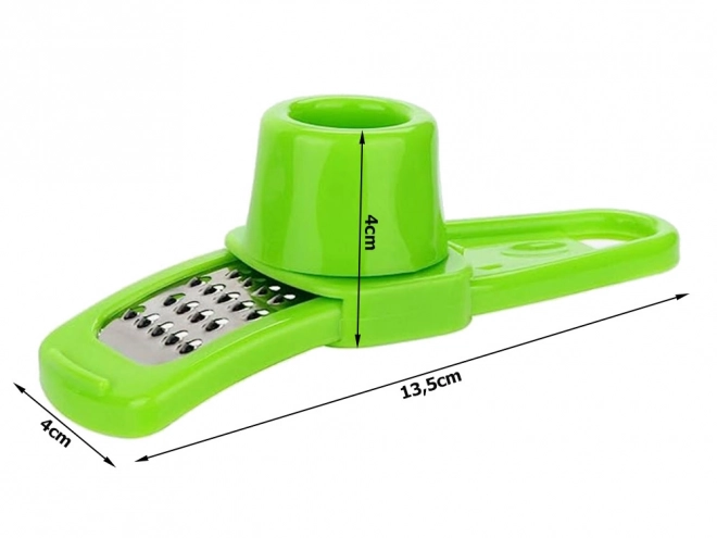 Mini-rasp voor knoflook en gember met veiligheidshouder – groen