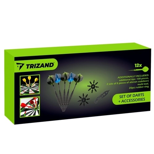 Set van 12 darts + accessoires Trizand 21629