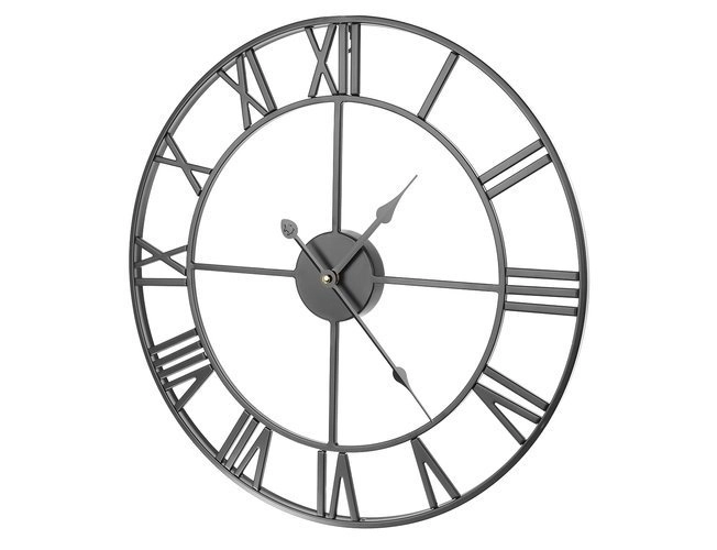 Horloge murale en métal style loft à chiffres romains 47 cm – noire