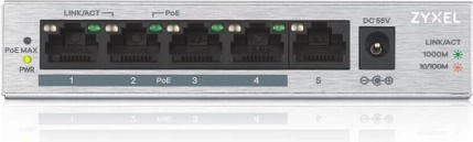 Zyxel GS1005HP-switch, 5-poorts gigabit PoE+ desktop, 60 W