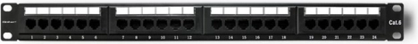Panneau de brassage 24 ports CAT6 UTP noir pour rack