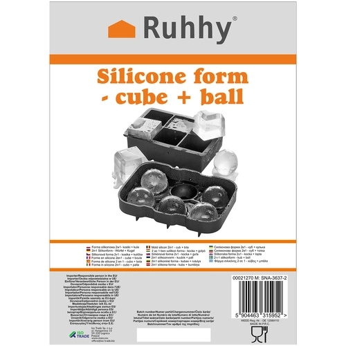 Siliconen ijsvorm 2-in-1 blokken + ballen Ruhhy 21270