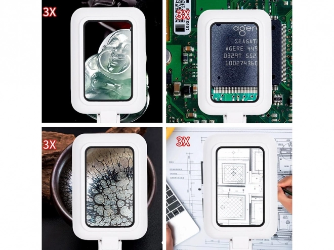Large Foldable Desk Gem Magnifier with LED