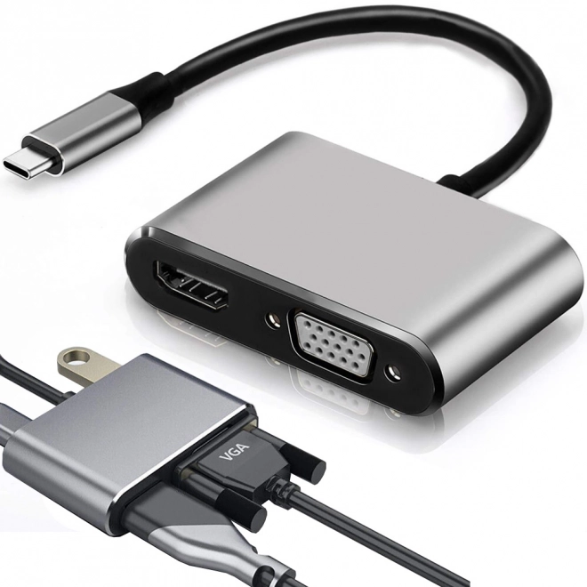 Adaptateur USB-C HDMI 4K VGA Hub avec Power Delivery