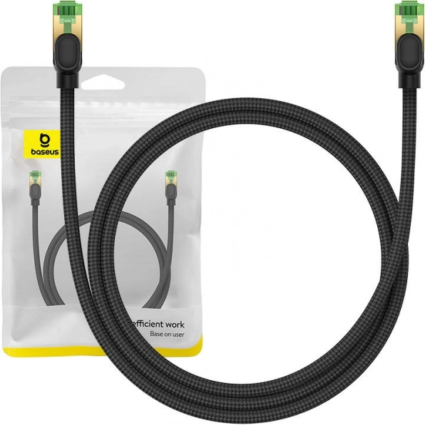 Baseus câble Ethernet tressé Cat.8 RJ45, 40 Gb/s, 1 m, noir
