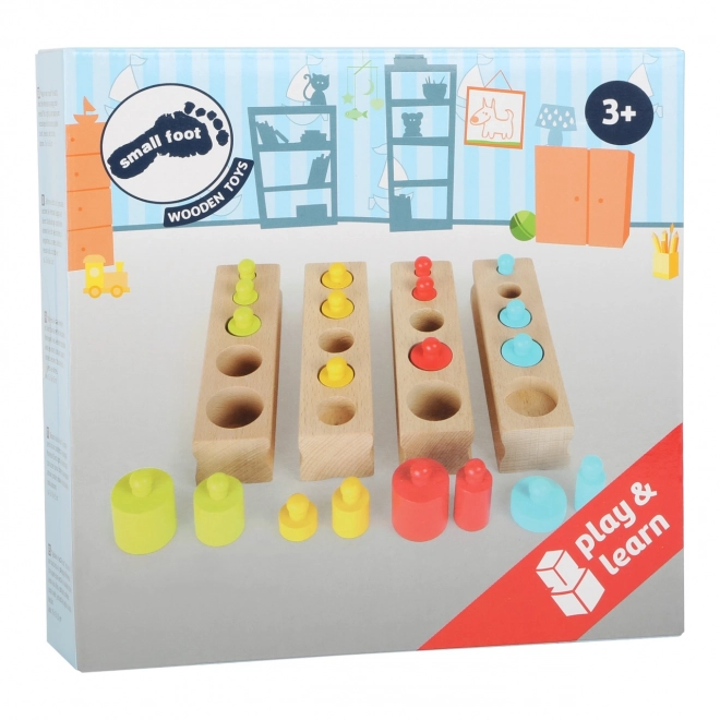 Kleine Voet Houten Inlegpuzzels in Kleuren