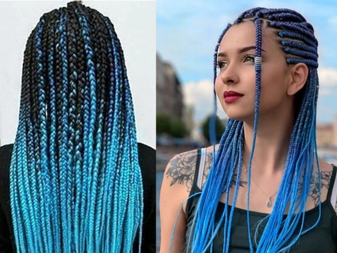Synthetisch haar voor ombre blauwe vlechten