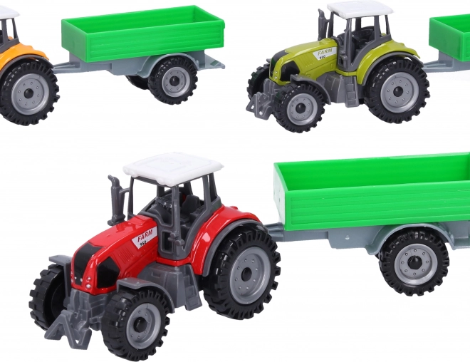 Tractor met metalen aanhanger