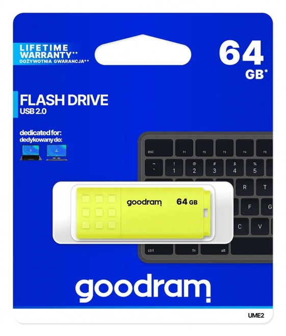 UME2 64GB USB 2.0 Flashdrive geel