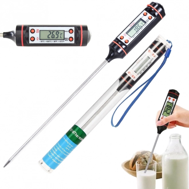 Thermomètre de cuisine numérique avec écran LCD et sonde