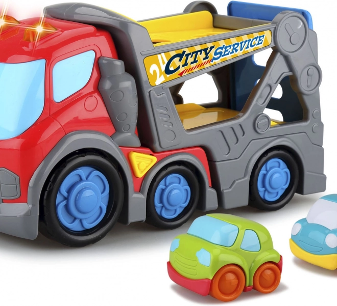 Kiddy tow truck with effects, 31 cm + 2 cars 9 cm