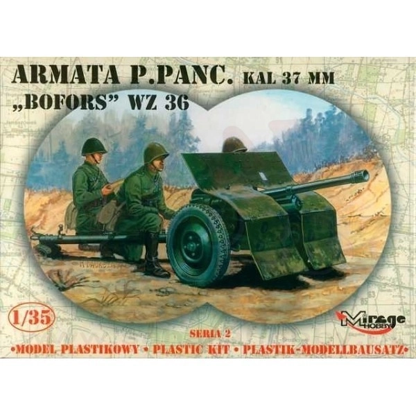 Model plastic antitankkanon 37mm Bofors WZ.36
