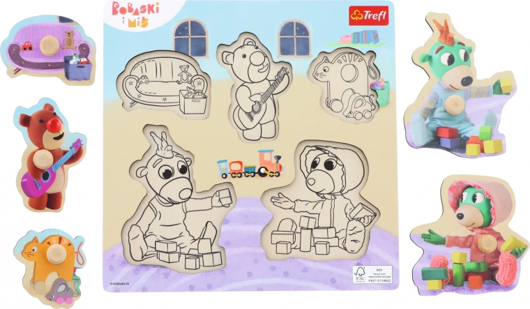 Wooden Puzzle Bobaski i Miś – 5 Pieces