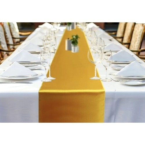 Gouden satijnen tafelloper 900x36 cm