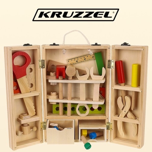 Box + houten gereedschapsset 22697