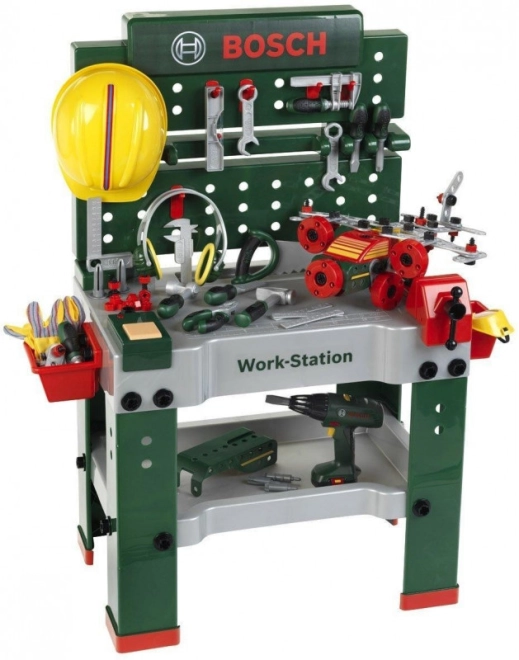 Realistic workbench with pegboard